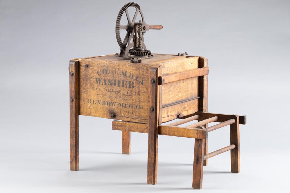 ATTENTION COLLECTORS OF TRUE SALESMANS SAMPLES: Vintage Salesmans Sample wooden Washing Machine with: ATTENTION COLLECTORS OF TRUE SALESMANS SAMPLES: Vintage Salesmans Sample wooden Washing Machine with patent date "December 3, 1895" titled "The Columbia Washer", manufactured by "Benbow Mfg. Co. St. L