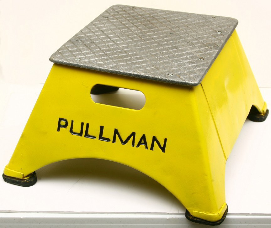 PULLMAN marked boarding step stool, restored.: PULLMAN marked boarding step stool, restored.