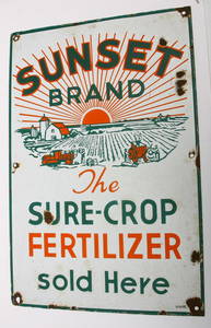 934: Vintage porcelain sign 14" x 21" advertising SUNSE