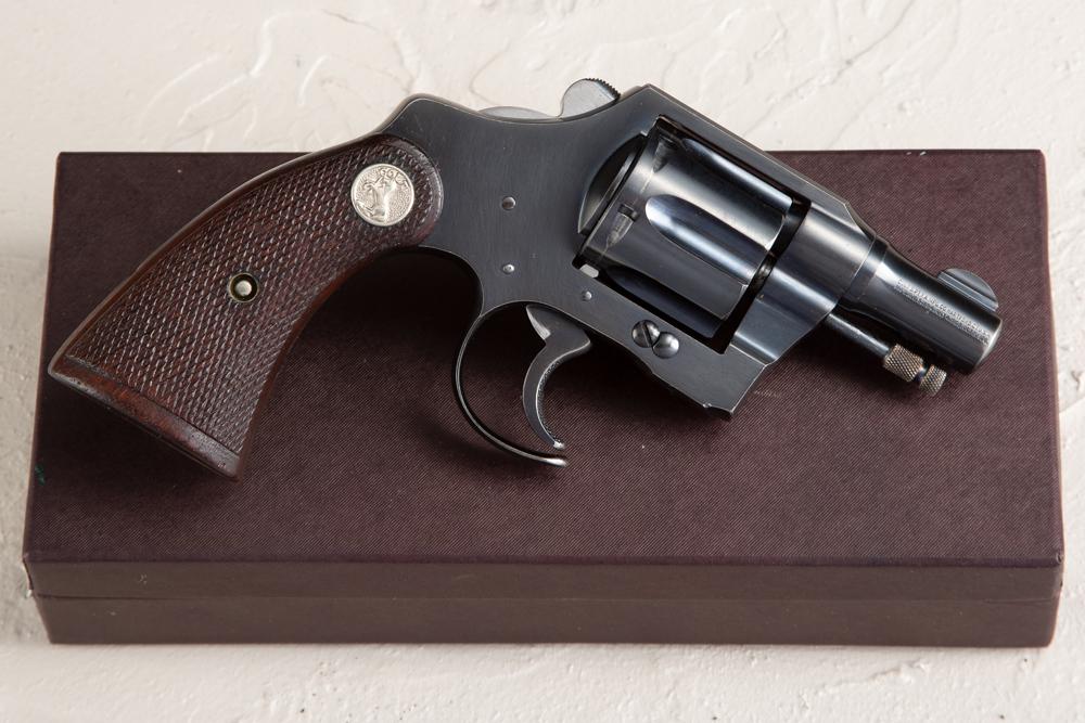 Colt Banker's Special Model, .22 LR caliber, Serial Number 368698, manufactured 1934, 2" barrel.: Colt Banker's Special Model, .22 LR caliber, Serial Number 368698, manufactured 1934, 2" barrel. First year of round butt. Unbelievable original finish Banker's Special retaining 98% of finish with co