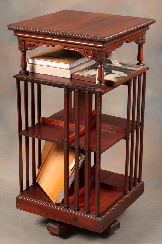 Antique Mahogany, Three Tier Revolving Bookcase, Attributed To Danner