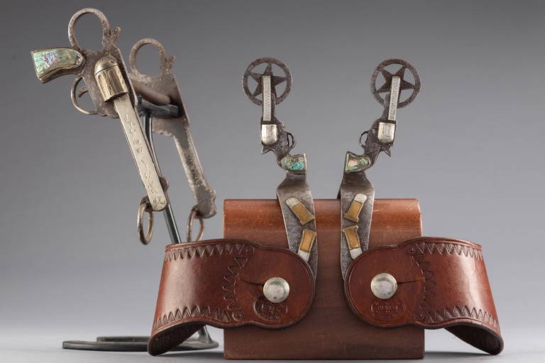 Three Piece Bit And Spur Set By Noted Texas Bit & Spur Maker The Late