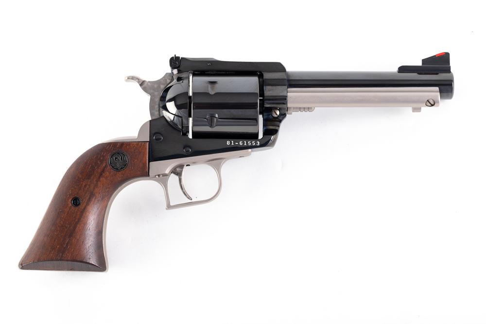 Ruger New Model Super Blackhawk, .44 Magnum caliber, Serial number 81-615, manufactured in 1976, 5": Ruger New Model Super Blackhawk, .44 Magnum caliber, Serial number 81-615, manufactured in 1976, 5" barrel. New Model Super Blackhawk with Mag-na-port Mark V custom job, appears to be in unfired condi