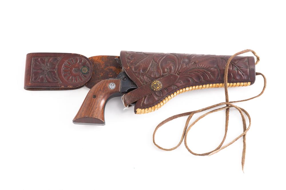 Vintage "H.H. Heiser, Denver, Colo." marked floral tooled Holster for a 7 1/2" revolver, showing: Vintage "H.H. Heiser, Denver, Colo." marked floral tooled Holster for a 7 1/2" revolver, showing some use but is in very good condition. REVOLVER NOT INCLUDED.