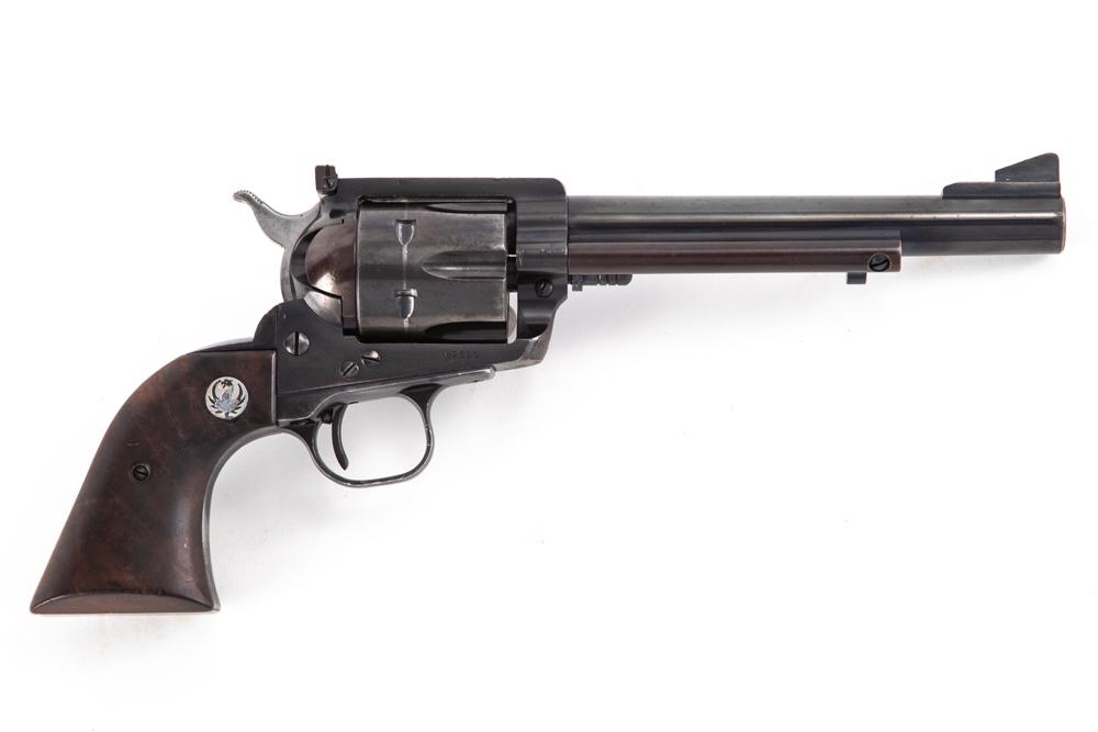 Ruger Blackhawk Model, .44 Magnum caliber, Serial Number 17560, manufactured in 1958, 6 1/2" barrel.: Ruger Blackhawk Model, .44 Magnum caliber, Serial Number 17560, manufactured in 1958, 6 1/2" barrel. Nice early production Flat Top Blackhawk in normal condition for the age with some finish loss and 