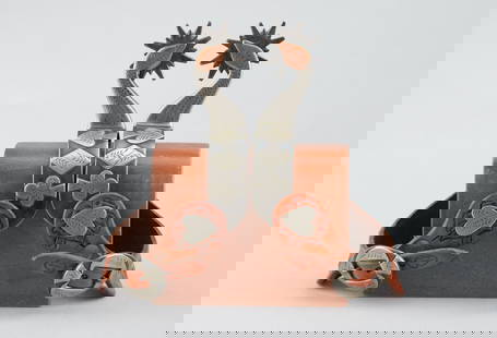 Exceptional pair of "J.D. Moss" marked single mounted Spurs, #185, with silver and copper overlay: Exceptional pair of "J.D. Moss" marked single mounted Spurs, #185, with silver and copper overlay hand engraved in the most desirable card suit pattern. Spurs have engraved heart fixed buttons, goose