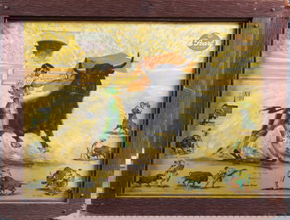 Original vintage framed Advertisement for XXX Pearl Beer titled "The Last Fight of MANOLETE by: Original vintage framed Advertisement for XXX Pearl Beer titled "The Last Fight of MANOLETE by Barnaby Conrad", measures 43" W x 32 1/4" T. Advertisement has bright vivid colors. Original XXX frame