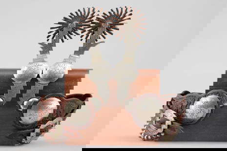 Fancy pair of "Crockett/Adamson" marked double mounted Spurs, hand engraved full mounting on one: Fancy pair of "Crockett/Adamson" marked double mounted Spurs, hand engraved full mounting on one side of heel bands and engraved diamond on opposite heel bands, 2 1/4" multi-point rowels. Spurs are