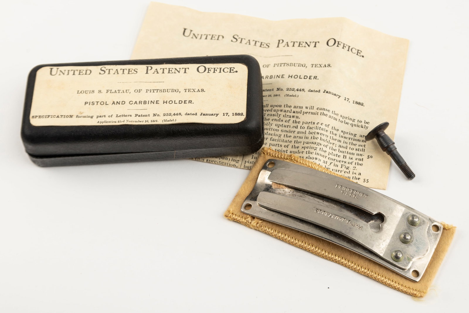 Bridgeport Rig Hardware manufactured by Bridgeport Gun Implement Company. This is a type of quick: Bridgeport Rig Hardware manufactured by Bridgeport Gun Implement Company. This is a type of quick draw device that attaches to a gun belt so that a revolver can slide into the fork by replacing the ha