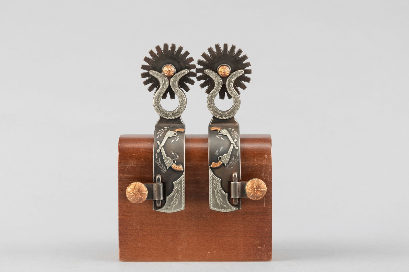 Fine Pair Of Double Mounted Spurs By Noted Texas Bit & Spur Maker