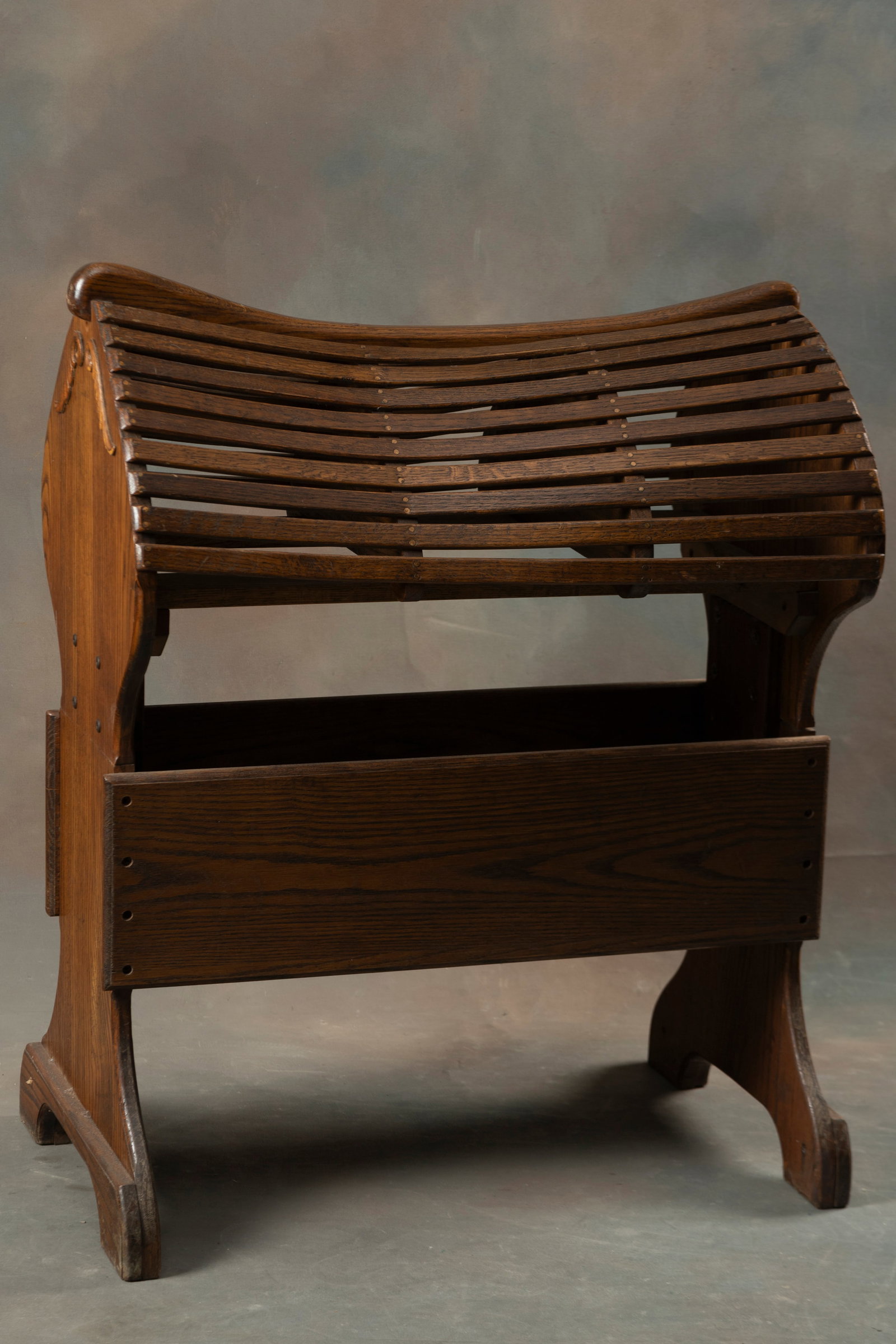 Fancy custom made oak Saddle Stand, 28" L x 16 1/2" W x 36" T. THE BUDDY KING COLLECTION.: Fancy custom made oak Saddle Stand, 28" L x 16 1/2" W x 36" T. THE BUDDY KING COLLECTION.