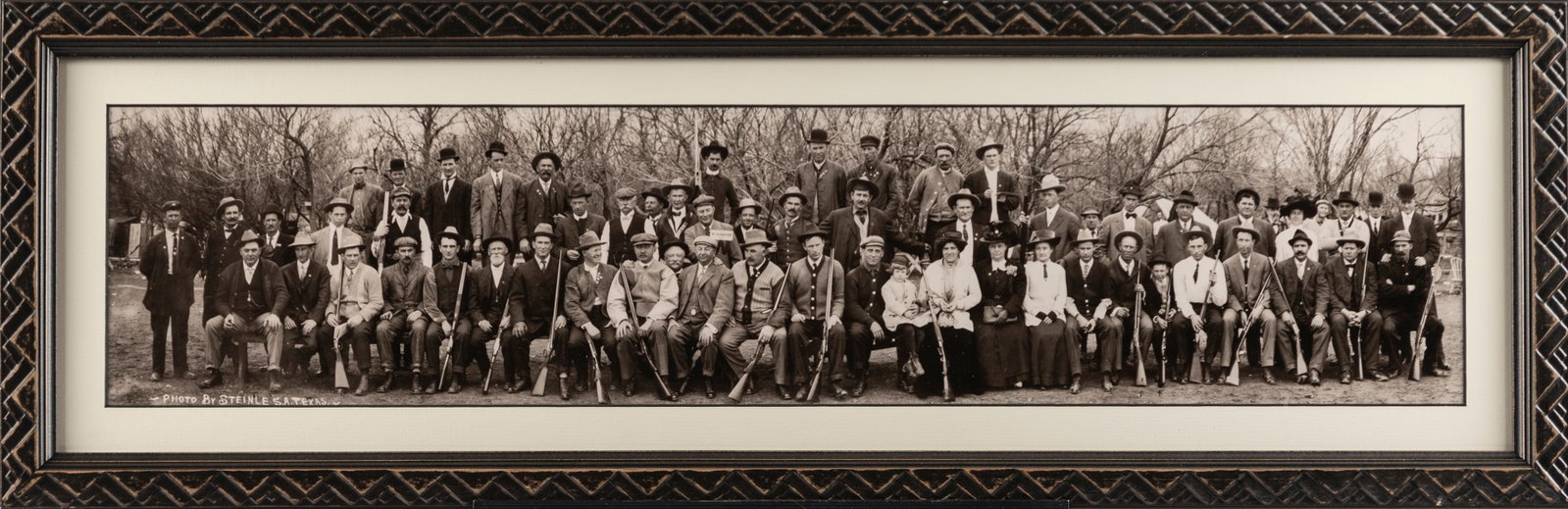 THE FOLLOWING FIVE FRAMED PANORAMICS AT ONE TIME WERE IN THE HOME AND ESTATE OF THE LATE EDWARD F.: THE FOLLOWING FIVE FRAMED PANORAMICS AT ONE TIME WERE IN THE HOME AND ESTATE OF THE LATE EDWARD F. FORSGARD, (1870-1941), WACO, TEXAS. BOTH FORSGARD AND HIS SON WERE WORLD CLASS SHOOTERS AND REPRESENT