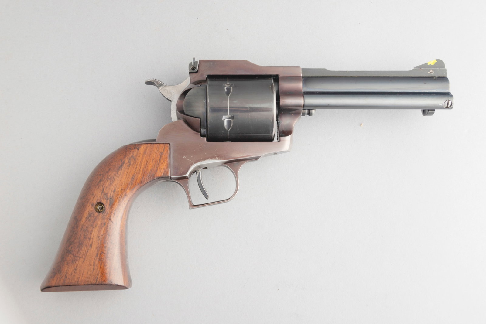 Mikkenger Arms Company Grizzly Model Revolver, .44 MAG caliber, SN 5174, 4 1/2" barrel. Based in: Mikkenger Arms Company Grizzly Model Revolver, .44 MAG caliber, SN 5174, 4 1/2" barrel. Based in Dallas, Texas, Mikkenger Arms Company produced a small amount of guns in the 1970's designed by Edmund 