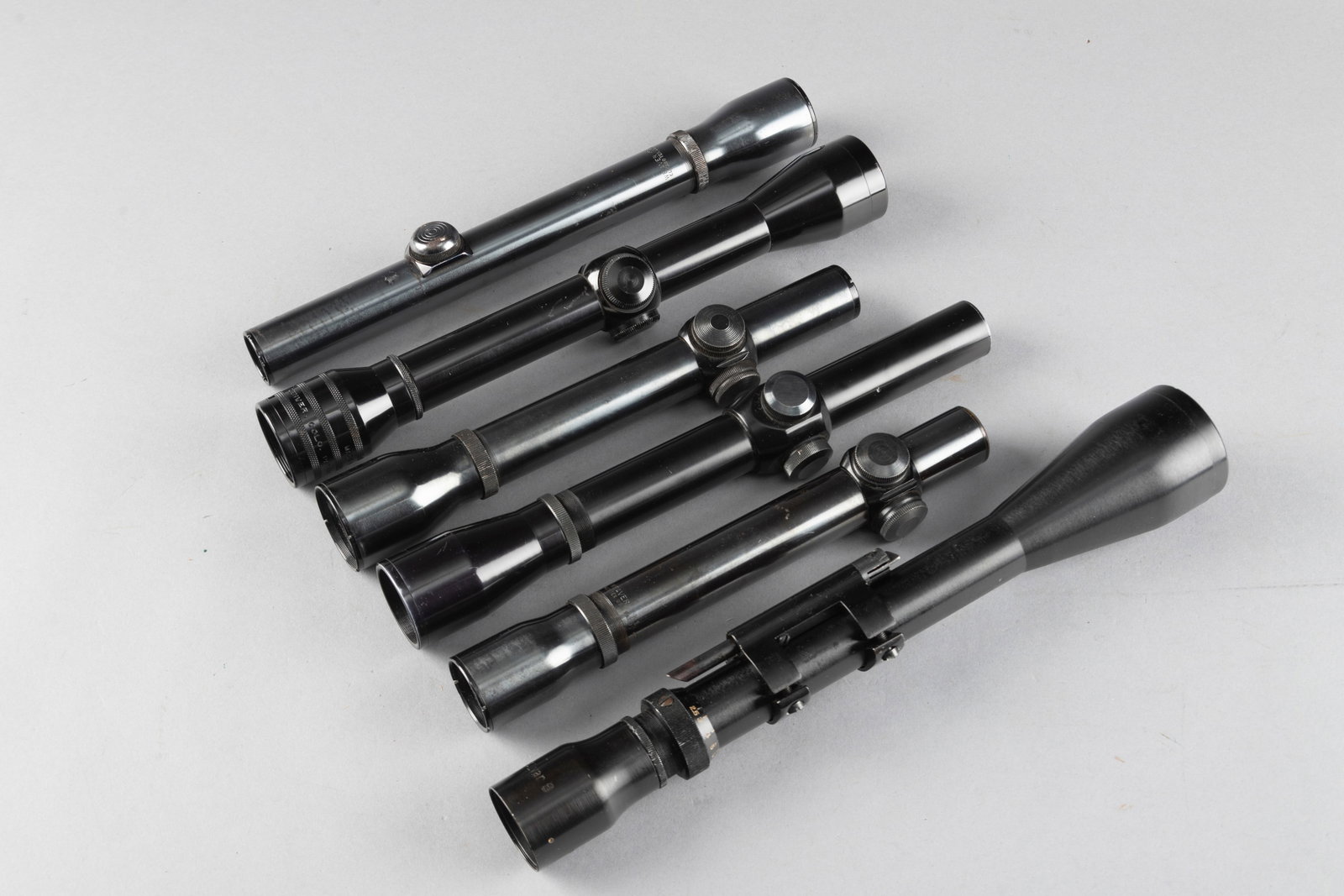 Collection of six Rifle Scopes to include four by Weaver, one by Lyman, one by Redfield and one by: Collection of six Rifle Scopes to include four by Weaver, one by Lyman, one by Redfield and one by Bausch & Lomb. WILL BE SOLD AS ONE LOT. THE LATE MICHAEL HUTYRA ESTATE, WEST, TEXAS.