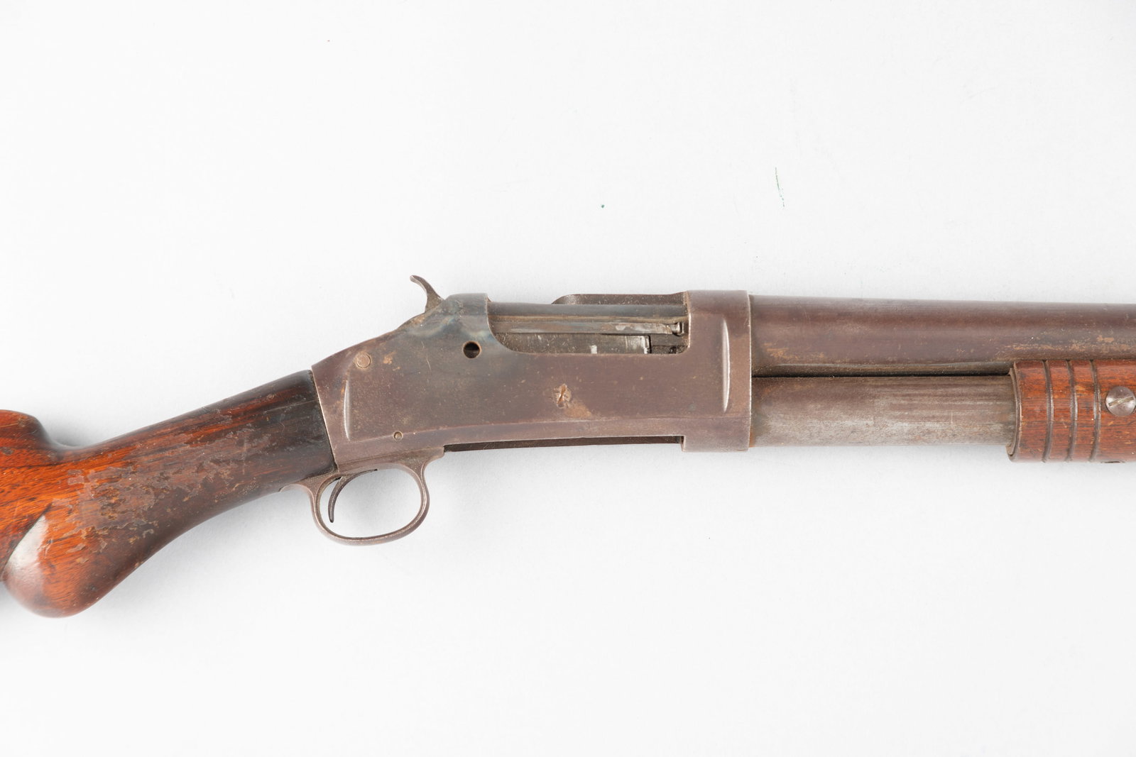 Antique Winchester Model 1893 Slide Action Shotgun, 12 gauge, SN 12085, manufactured 1895, 30": Antique Winchester Model 1893 Slide Action Shotgun, 12 gauge, SN 12085, manufactured 1895, 30" barrel, fair condition with light crack in forearm. THE LATE MICHAEL HUTYRA ESTATE, WEST, TEXAS.