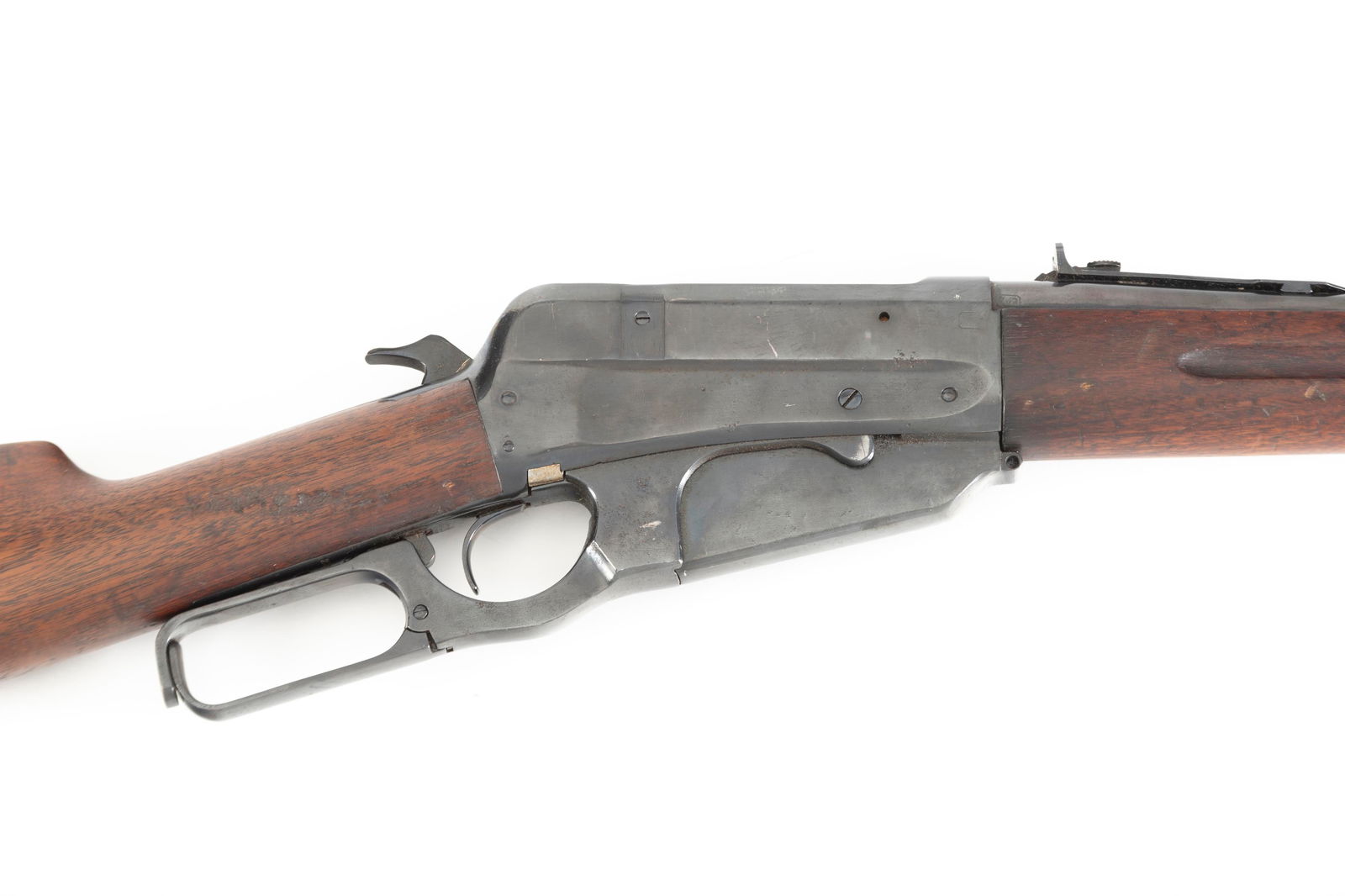 Winchester 1895 Rifle, SN 235011, 7.62 mm Russian caliber. This rifle was originally a Russian: Winchester 1895 Rifle, SN 235011, 7.62 mm Russian caliber. This rifle was originally a Russian Contract Musket; cutdown to a 23 1/2" barrel, forearm stock has been sanded into a sporterized style. Rec