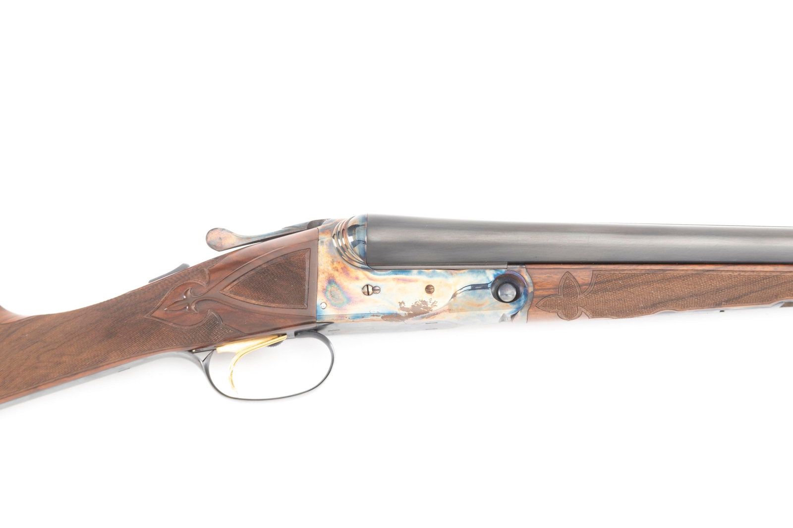 Fine Cased Reproduction Parker Two-Barrel Set, Model A1 Special Side X Side 12 ga.: Fine Cased Reproduction Parker Two-Barrel Set, Model A1 Special Side X Side 12 ga. Shotgun, chambered for a 2 3/4" shell, SN 12-113, blue finish, deluxe wood with fine engraved stock and forend. Barre