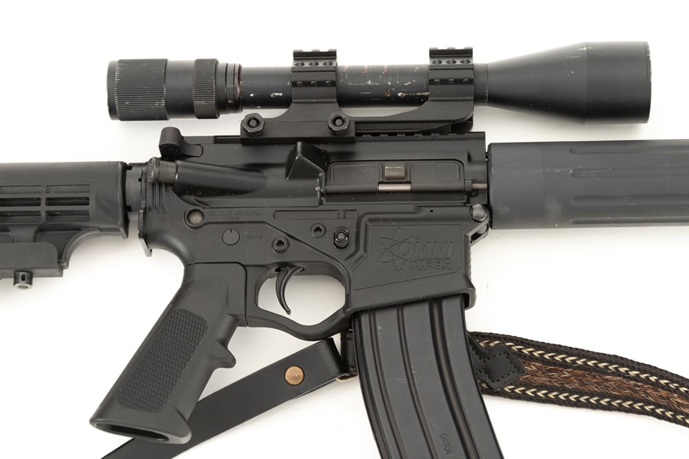 American Tactical Omni Semi-Auto Rifle, .223 caliber, SN NS070677, matte finish with 24" stainless: American Tactical Omni Semi-Auto Rifle, .223 caliber, SN NS070677, matte finish with 24" stainless barrel. Very good condition. Sold with this Rifle is a folding Bi-Pod. Mounted with a Herter's 2.5-8x