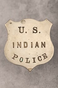 Vintage heavy, historic Shield Badge marked "U.S. Indian Police", with hallmark "Weber & Co.,