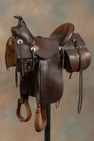 Early "R.T. Frazier, Pueblo, Colo." marked Samstag loop seat Saddle with matching "R.T Frazier"