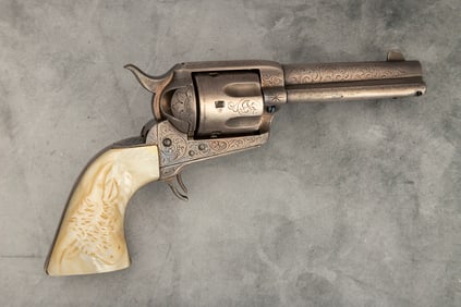 Factory Engraved Colt SAA Revolver, SN 235590, Texas Shipped with carved pearl stocks and silver