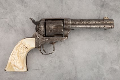 Antique, NY Engraved Colt SAA Revolver, SN 110153 with carved steerhead pearl stocks in .44/40