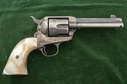 Colt SAA, SN 230263 with pearl stocks. Colt Single Action Army Revolver, .41 caliber with a 4 3/4