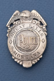 Vintage Circle Badge with eagle crest marked "Great Falls/ Montana/Police" (marked "Police" in