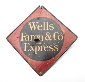 Vintage double side Wells Fargo & Co. Express Sign, 14" Sq. with metal border. The sign is real, it