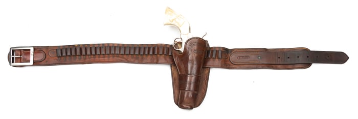 Great vintage Moran Bro’s Holster with Meanea Money Belt. Single loop holster stamped "Moran