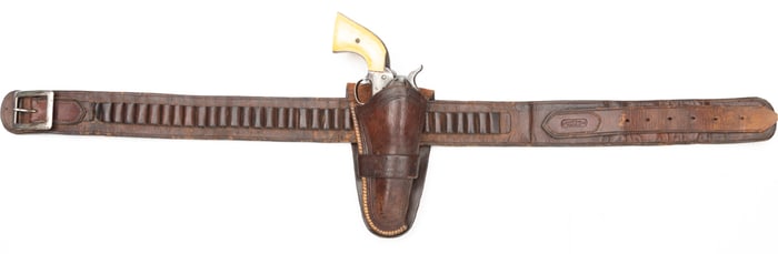 Vintage Muskogee marked Holster and Pueblo marked Money Belt. The holster has a single loop with