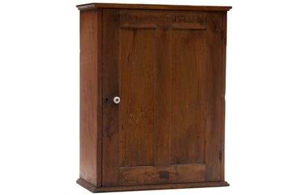 Vintage wooden Railroad Express Stationary Cabinet. Cabinet has Wells Fargo and other Railway