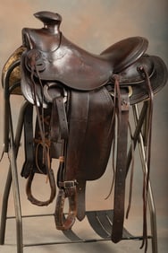 Extremely fine vintage Saddle marked 2 times "Al Furstnow, Miles City, Mont." very good condition