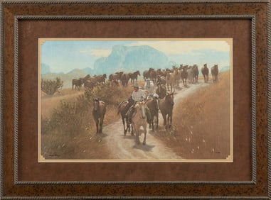 Gallery framed Western Print by noted artist Wayne Baize, signed at lower left with print number at