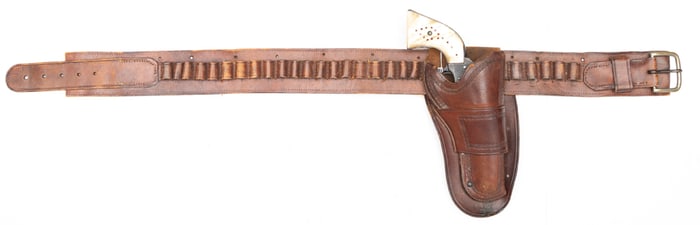 Scarce, vintage "Moran Bros. Miles City M.T." marked Belt & Holster. The familiar maker’smark is