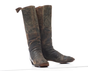Rare and historical pair of early tall top Cowboy Boots, circa 1880s, the type worn by Billy the Kid