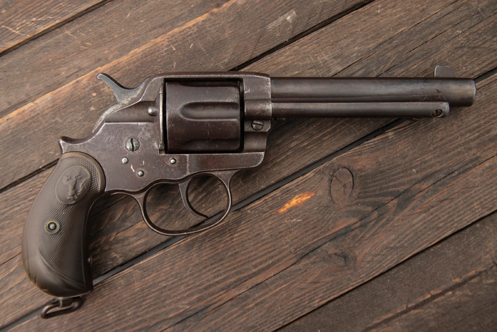 Antique Colt 1878 DA Revolver, SN 24810, ATLANTA POLICE No. 119 engraved on back strap. ColtModel: Antique Colt 1878 DA Revolver, SN 24810, ATLANTA POLICE No. 119 engraved on back strap. ColtModel 1878 Double Action in .44/40 caliber, 6-shot Revolver with 5 1/2” barrel. Almost certainlywas on