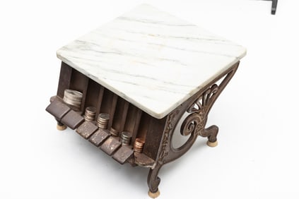 Fancy antique country store Coin Changer, makers name embossed on both sides, "Lamson / Pat. July 7,