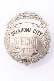 Vintage Circle Badge with eagle crest marked "Oklahoma City / Special Police / Okla." with 6-point