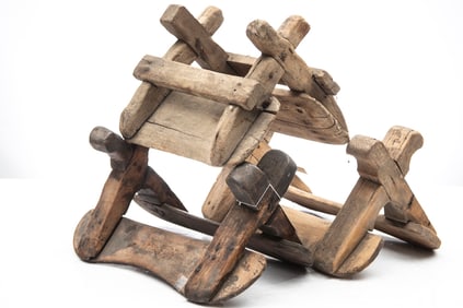 Three early wooden Pack Saddles, mostly used in that period on mules. These type saddles are now