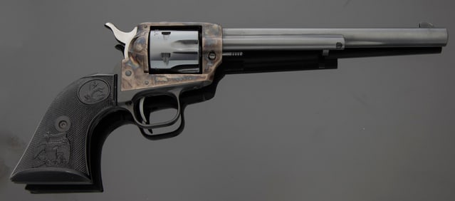 High condition Colt Peacemaker Buntline SA Revolver, .22 LR caliber, SN G130390, blue finish, case