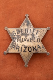 Large vintage 6-point Ball Star Badge marked "Sheriff Mojave Co. / Arizona" with nice ticking around
