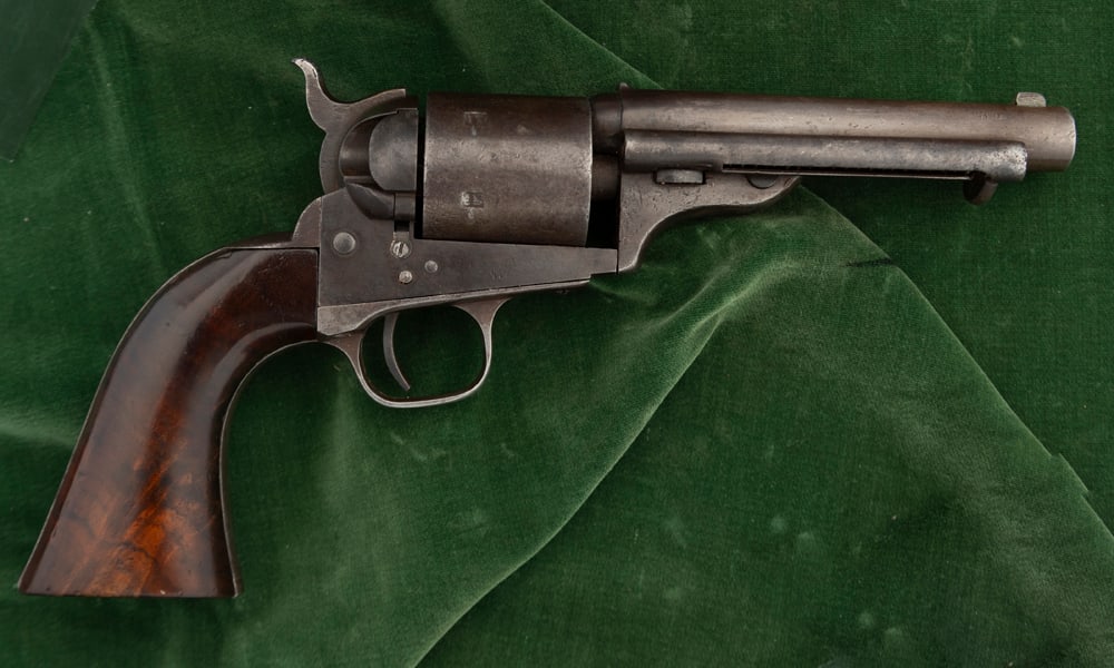 Antique, Colt Open Top, SN 2590 in .44 Rimfire caliber. Colt Single Action Open Top in .44 caliber,: Antique, Colt Open Top, SN 2590 in .44 Rimfire caliber. Colt Single Action Open Top in .44 caliber, 6-shot Revolver, manufactured circa 1872-1873 with total quantity of about 7000 guns. The serial num