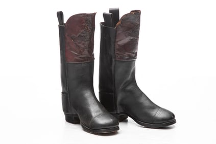 One of the finest examples of a pair of Civil War Period child tall top Boots with original red