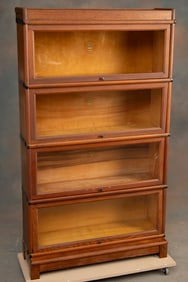 Marked "Macey" antique oak 4 stack Lawyer Bookcase in clean original finish, measures 59" T x 34" W