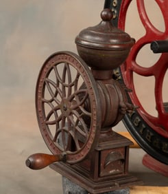 Extremely rare cast iron Coffee Mill marked "The Swift Mill / Lane Brothers / Poughkeepsie, N.Y. /