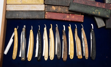 This lot consists of 12 vintage Straight Razors, most made in Germany, sold with 12 vintage razor