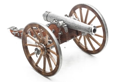 Small scale 2-piece Cannon & Ammo Carrier manufactured by Menorca, Spain. Cannon & carriage measures