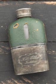 Whiskey Flask, possibly belonging to Doc Holliday's girlfriend Big Nose Kate, is 4 5/8" T x 2 1/2"