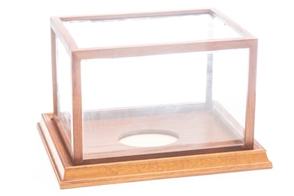 Wooden and glass, two-piece Display Case actually used to display the miniature stagecoaches